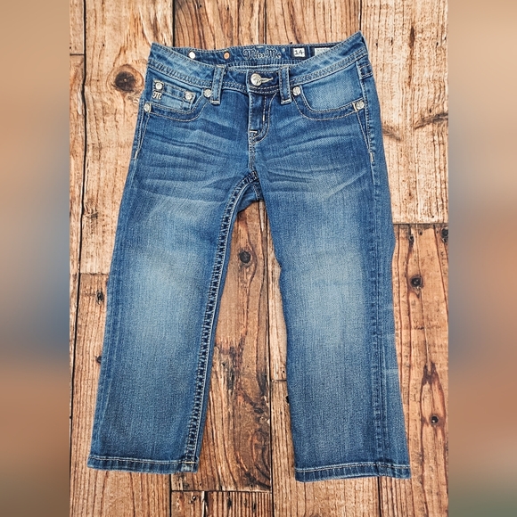 Miss Me Cuffed Capri Jeans JK7578P2 Girls Size 14 - Picture 1 of 12